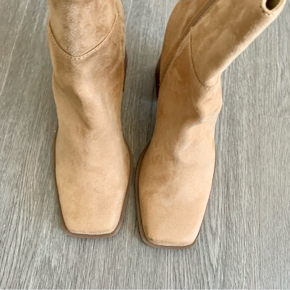 Tan Chunky Heeled Booties - Picture 10 of 16